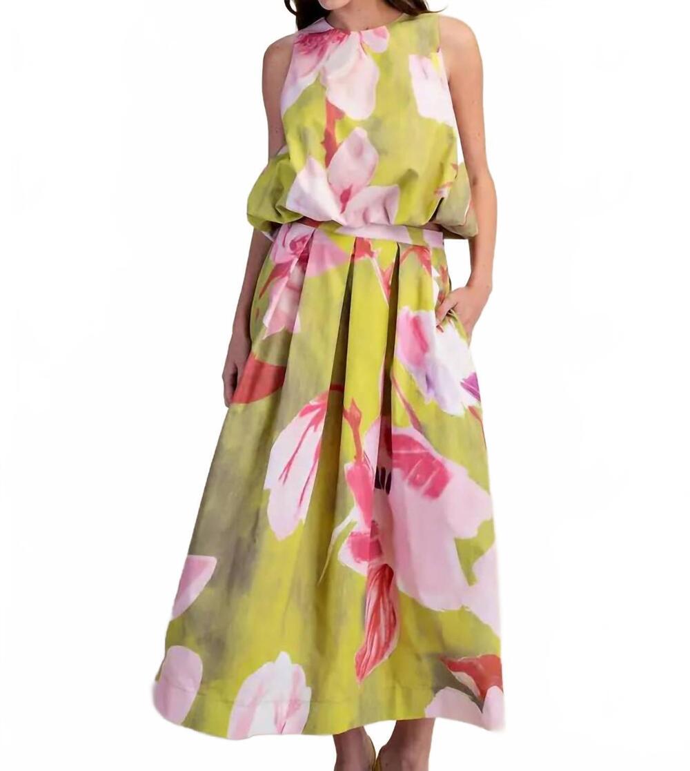 NEW GLAM women's floral bubble top in green